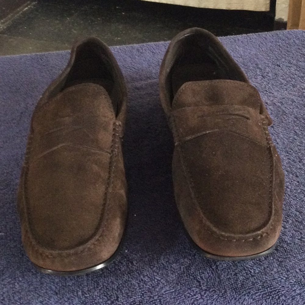 Men's  Brown Suede Penny Loafers